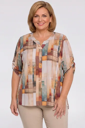 Peščeno bež vzorčasta bluza
