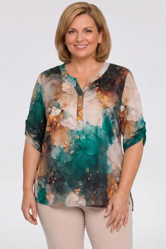 Bluza s sivimi in modrimi vzorci