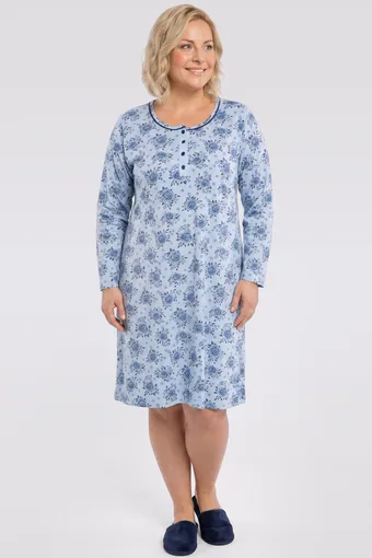 Vijolična nočna srajca z rožnatimi tulipani