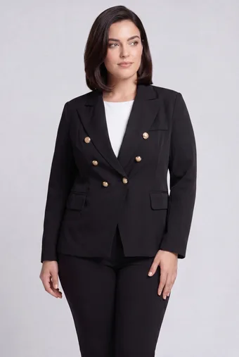Črna blazer z dvojnim zapenjanjem