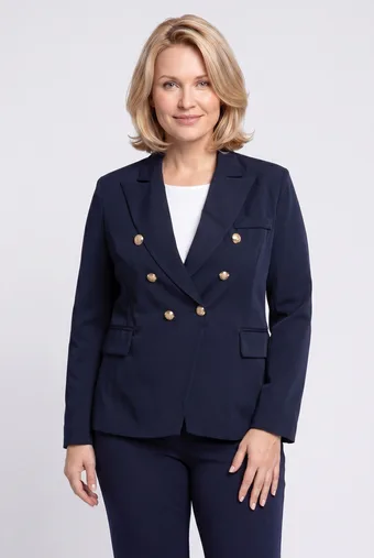 Temno moder blazer z dvojnim zapenjanjem