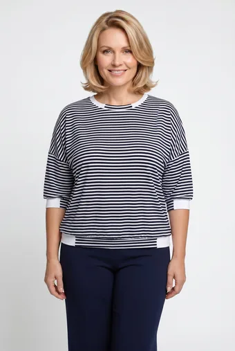 Temno modra pasovi bluza
