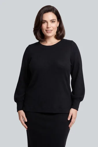 Črna pletena bluza s puloverjem