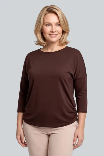 Temno rjava bluza z naborki